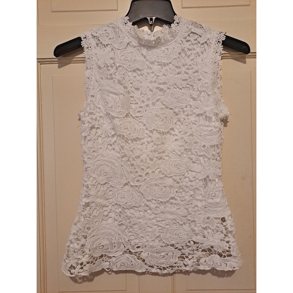 SHEIN Tops - Lace mock neck sleeveless blouse white size XS summer top